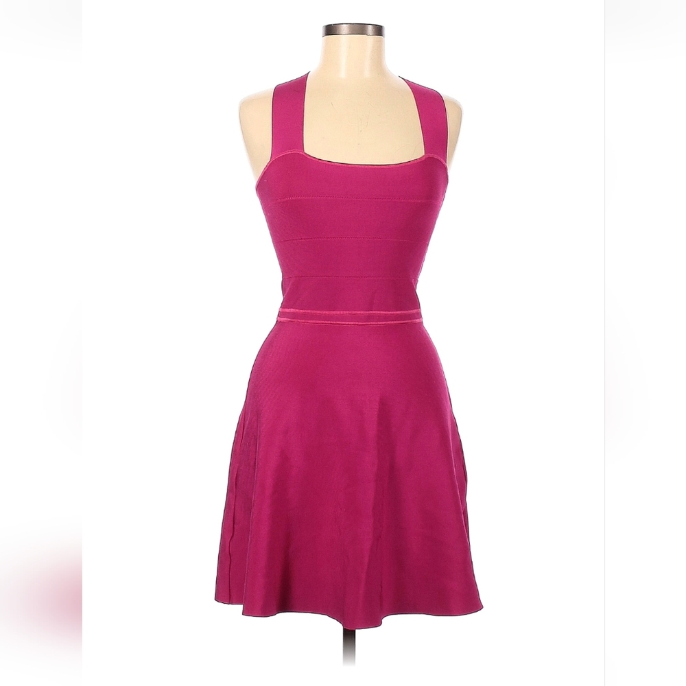 Zara Strapless Magenta Fit-and-Flare Dress